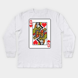 Queen of Hearts Pixel Art Kids Long Sleeve T-Shirt